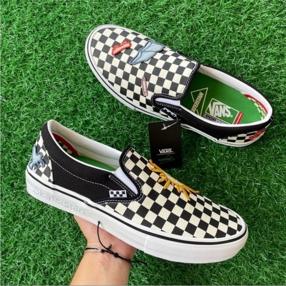 Vans Shoes - Vans Skate Slip On Patchwork Checkerboard